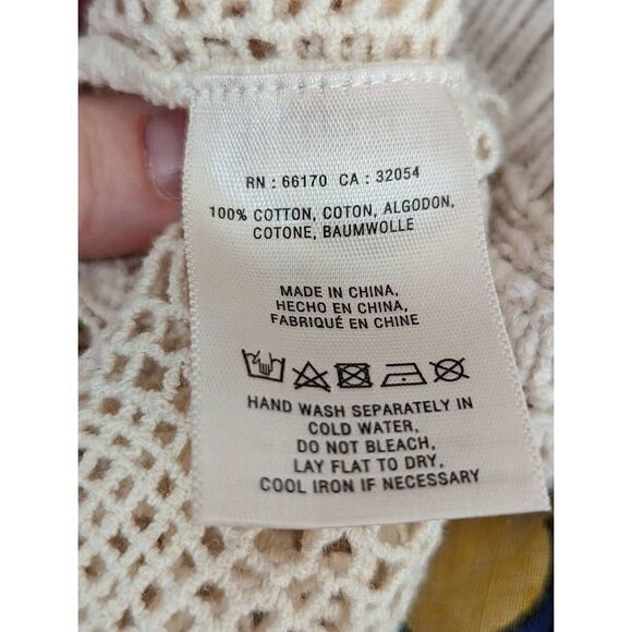 Sparrow Women Cream Batwing Sleeve Crochet Lace Cotton Poncho Size Medium - Picture 14 of 15